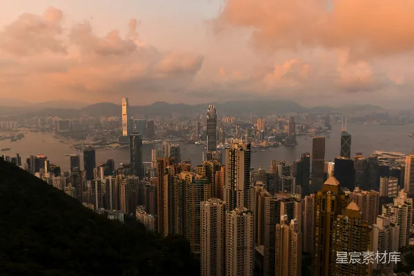 高清摄影 日落时分的香港天际线