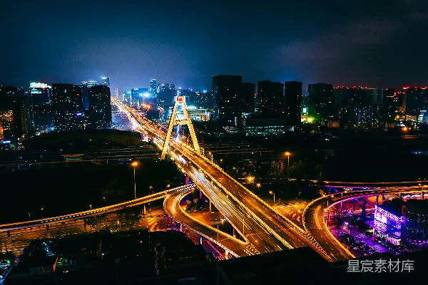 高清摄影 夜色中的城市桥梁