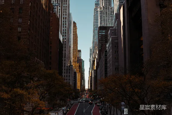 高清摄影 纽约市的摩天大楼与街道