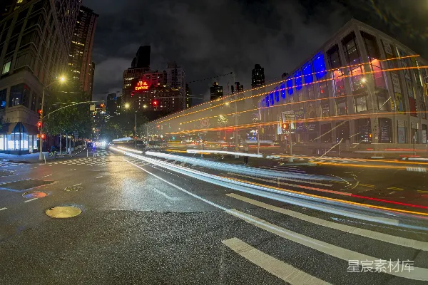 高清摄影 夜色中的城市街道