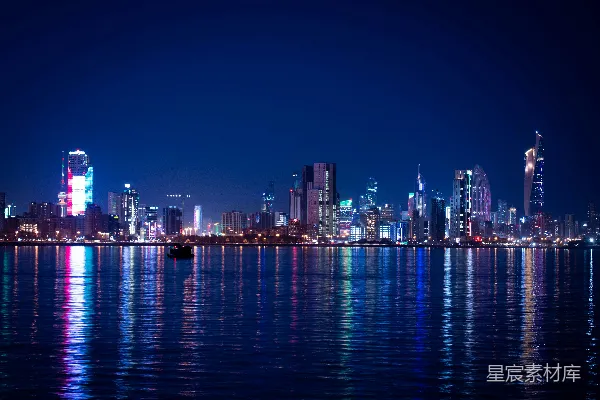高清摄影 夜幕下的海滨城市