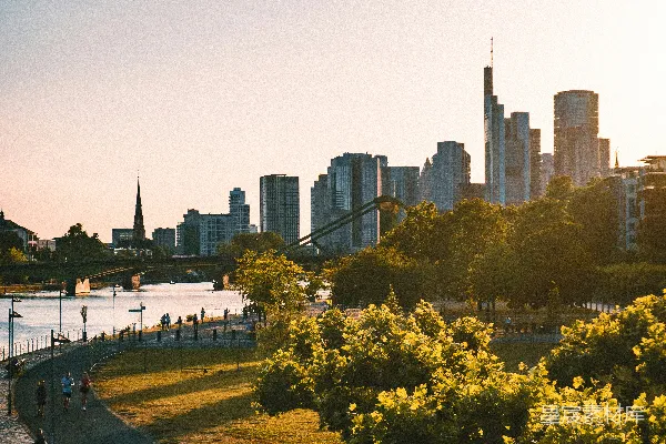 高清摄影 夕阳下的城市公园