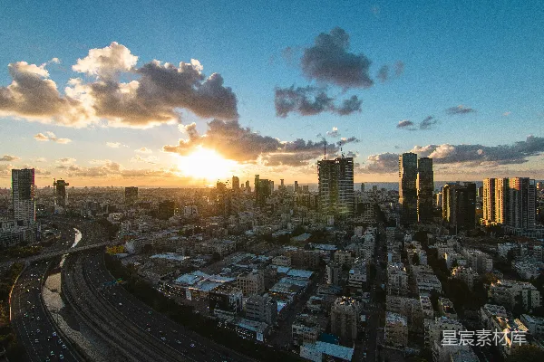 高清摄影 夕阳下的城市天际线