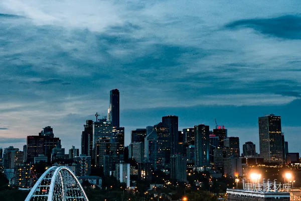 高清摄影 城市夜景：现代都市的剪影