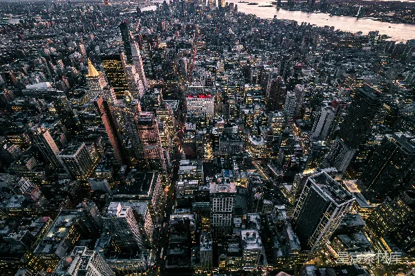 高清摄影 纽约天际线：黄昏时的都市景象