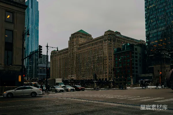 高清摄影 冷色调的都市街景