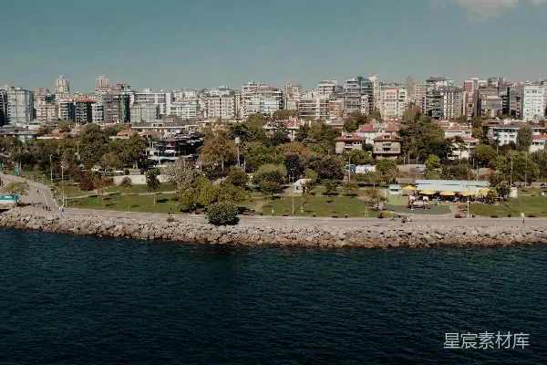 高清摄影 海滨城市的全景