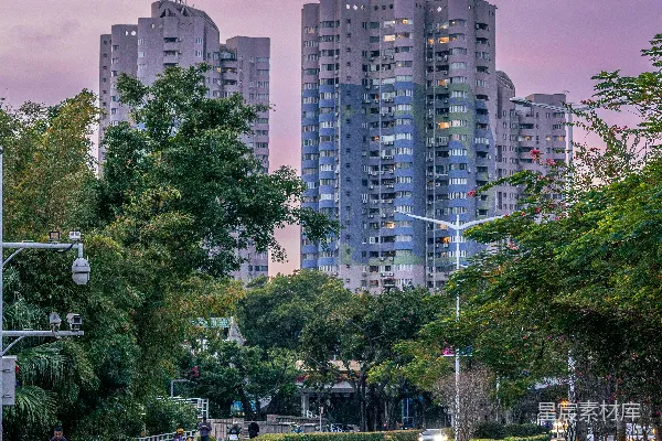 高清摄影 城市黄昏下的宁静街景