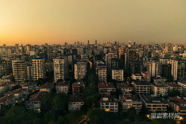 高清摄影 黄昏时的城市全景