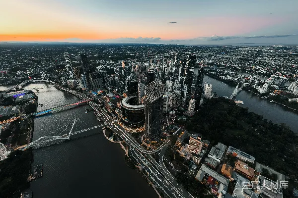 高清摄影 黄昏时分的城市全景