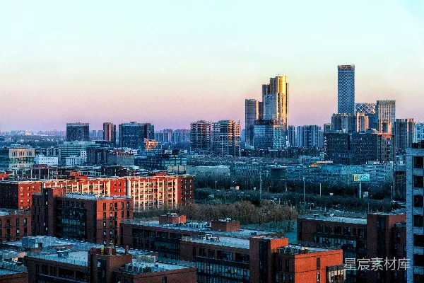 高清摄影 夕阳下的城市天际线