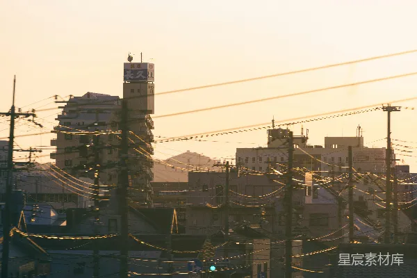 高清摄影 夕阳下的城市天际线