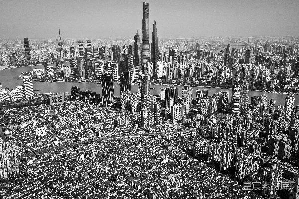 高清摄影 黑白上海城市全景