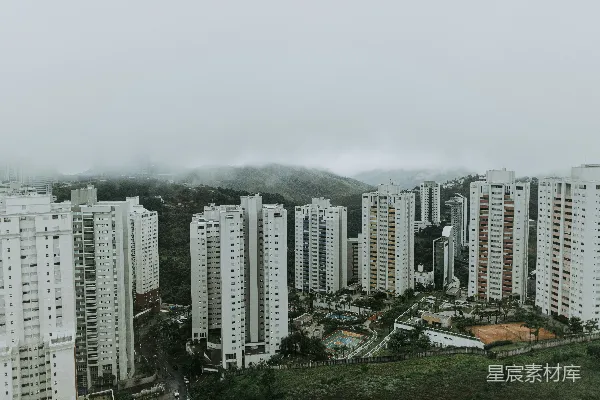高清摄影 雾蒙蒙的城市景观