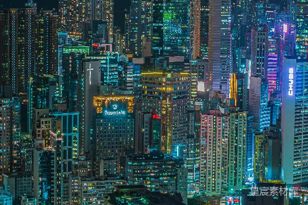 高清摄影 霓虹璀璨的城市夜景