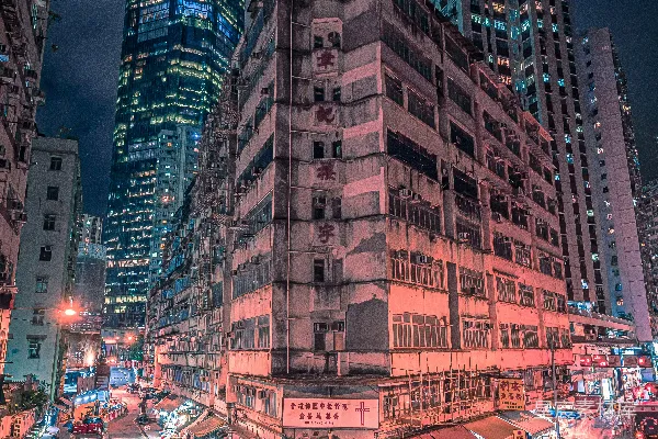 高清摄影 夜幕下的城市交错