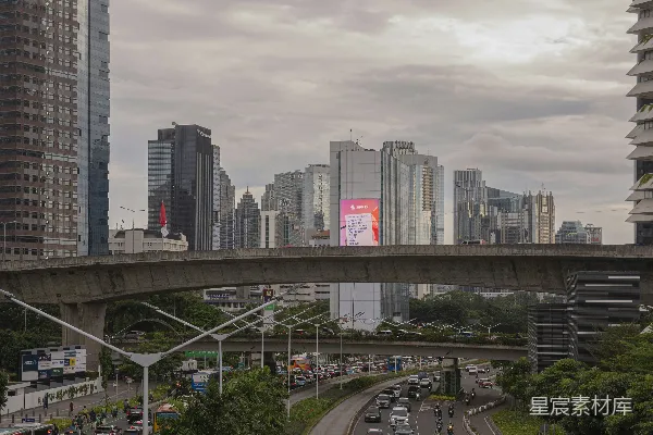 高清摄影 城市天际线与高架道路