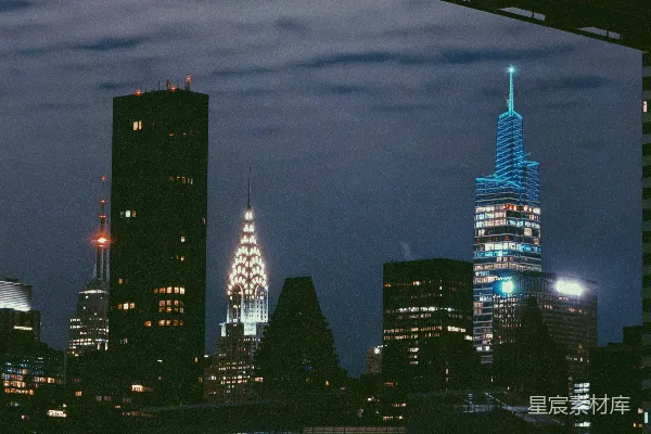 高清摄影 纽约夜景下的摩天大楼
