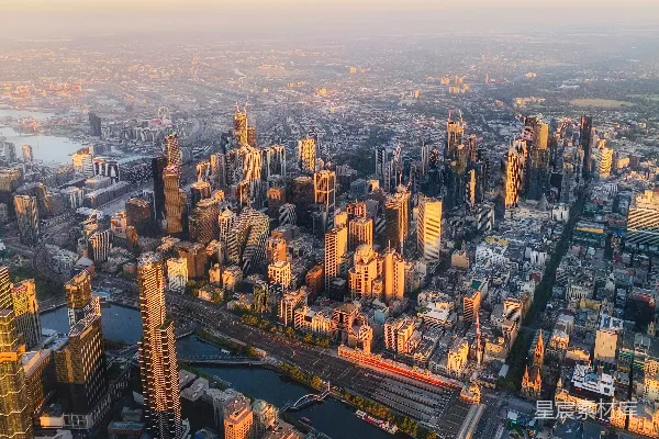 高清摄影 夕阳下的城市全景