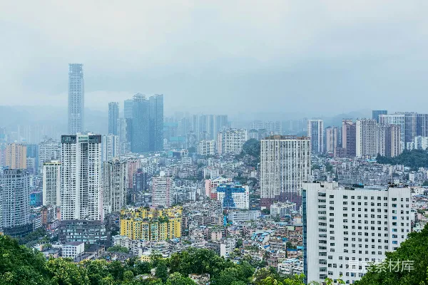 高清摄影 城市与绿意的和谐
