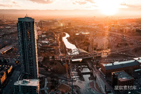 高清摄影 日落时的城市全景