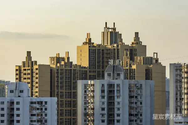 高清摄影 夕阳下的城市剪影