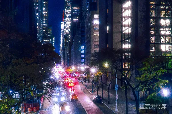 高清摄影 纽约夜景：摩天大楼与霓虹