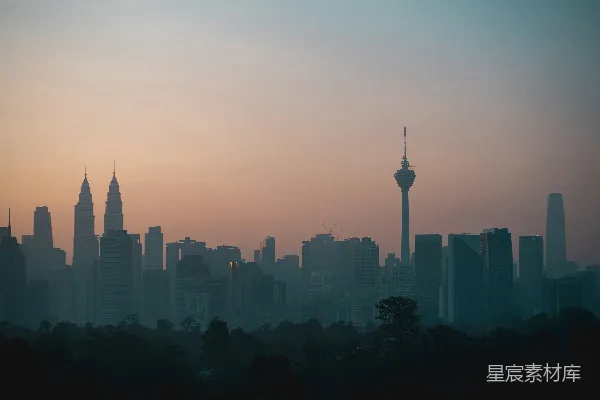 高清摄影 日落时分的城市剪影