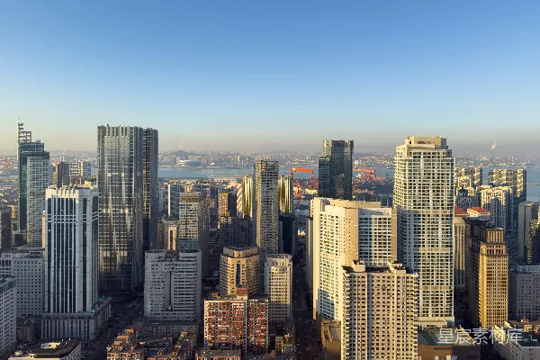 高清摄影 城市天际线日落全景