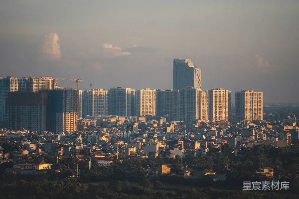 高清摄影 日落时的城市全景