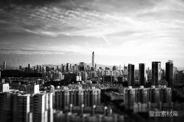 高清摄影 黑白城市全景