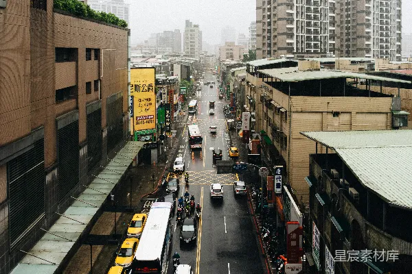 高清摄影 雨中的城市街道