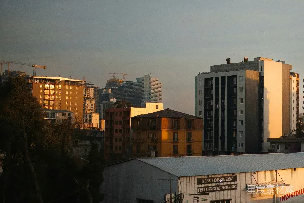 高清摄影 夕阳下的城市剪影
