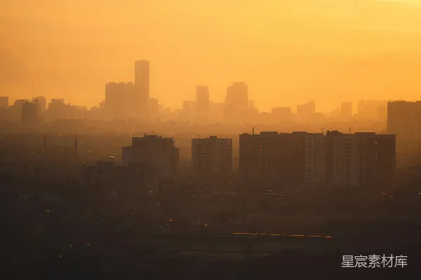 高清摄影 夕阳下的城市轮廓