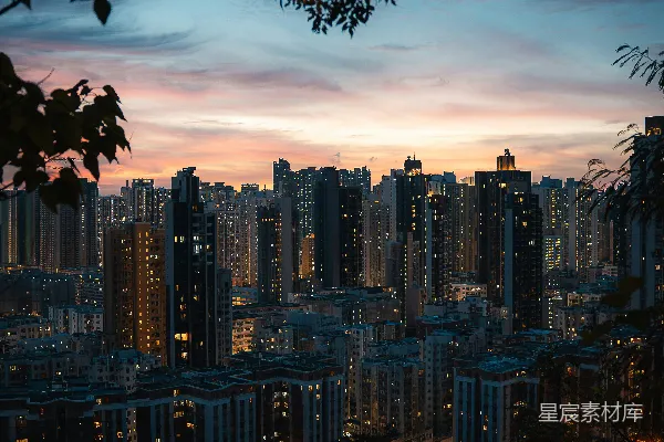 高清摄影 黄昏下的城市剪影