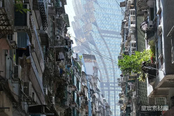高清摄影 高楼大厦与城市小巷的对比