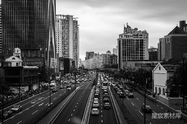 高清摄影 黑白城市街道