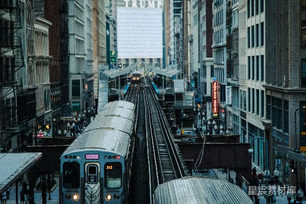 高清摄影 城市中的高架列车