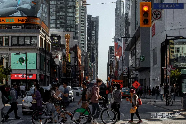 高清摄影 城市街景：繁忙的交通与高楼大厦