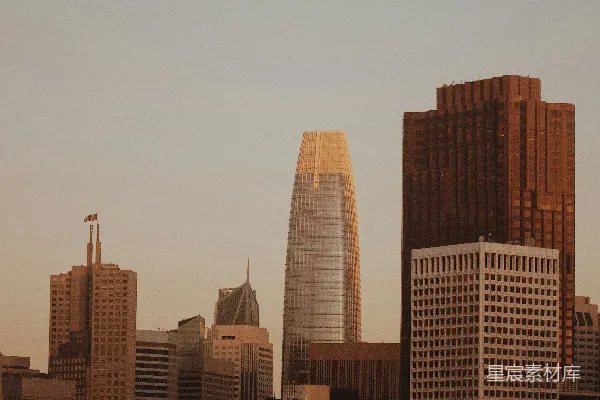 高清摄影 夕阳下的城市天际线