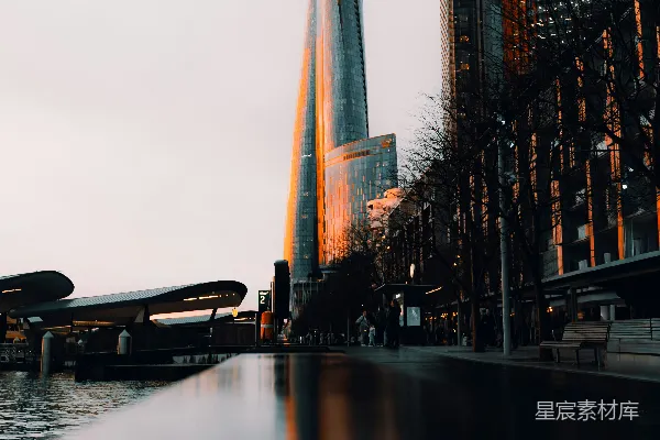 高清摄影 都市黄昏的倒影