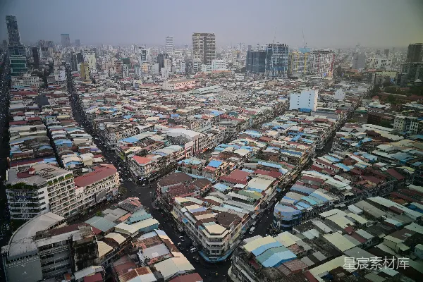 高清摄影 繁忙的都市市场俯瞰图
