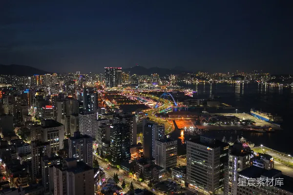 高清摄影 夜幕下的城市全景
