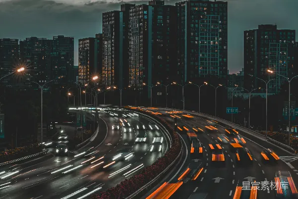 高清摄影 夜幕下的城市高速