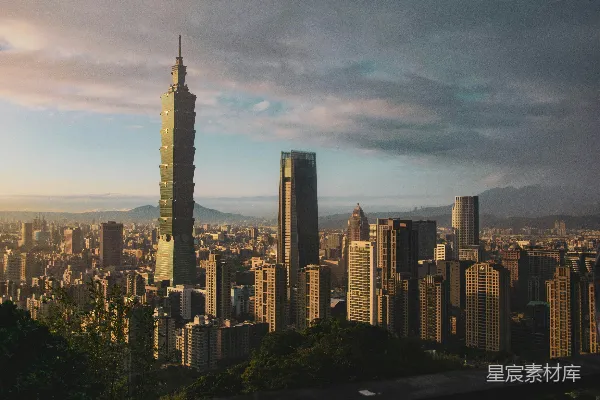 高清摄影 台北天际线日落