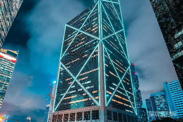 高清摄影 夜幕下的香港高楼