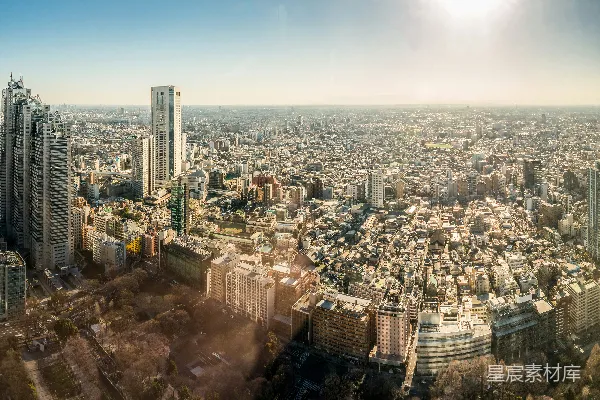 高清摄影 阳光下的东京城市全景
