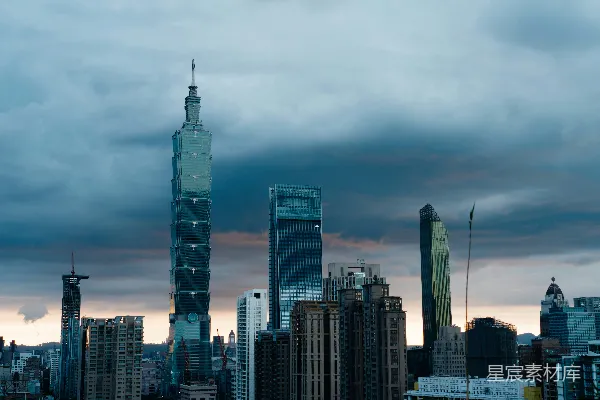 高清摄影 台北101大厦黄昏剪影