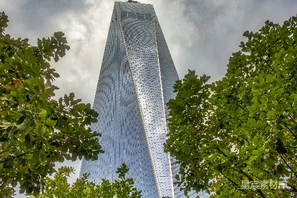高清摄影 摩天大楼与绿树的对比