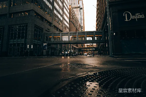 高清摄影 都市晨曦中的宁静街道